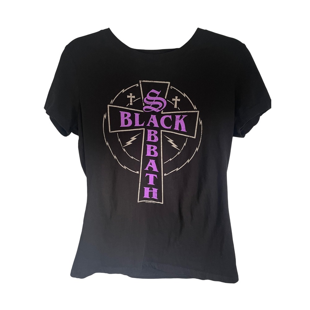 Black Sabbath Purple Cross Graphic Tee Shirt Womens XXL (Fits Small) Goth Rock - Picture 1 of 7